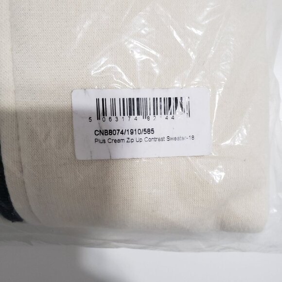 NWT PrettyLittleThing PLUS CREAM ZIP UP CONTRAST SWEATSHIRT Size US 14 / UK 18 - Picture 4 of 9